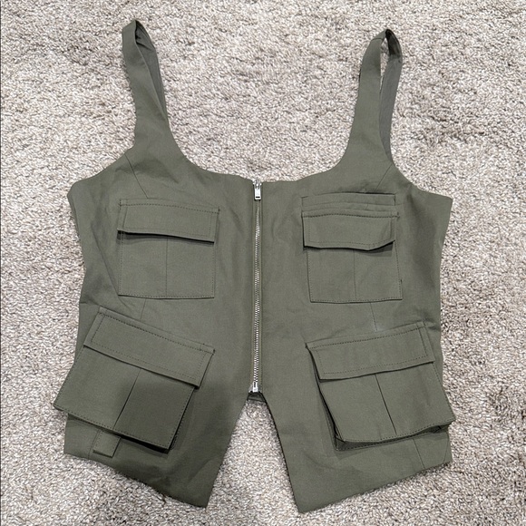 Zara Tops - Zara Olive Green Utility Crop Top